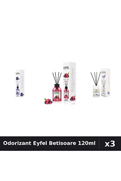 Eyfel Set 3 Odorizant Camera Betisoare 120ml - Zambile, Fructe Pădure, Orhidee
