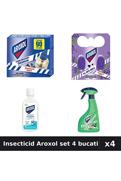 Aroxol Set 4 Insecticid - Aparat 45 nopti, Spray 400ml, Loțiune 85ml, Pastile
