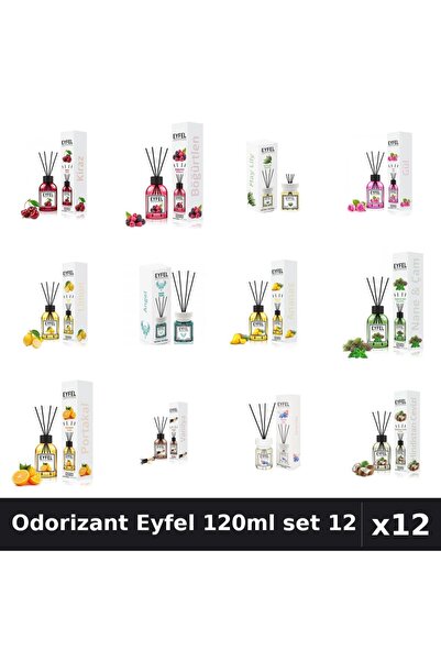 Eyfel Set 12 Odorizant Camera Betisoare 120ml - 12 Arome Asortate, Parfum Intens