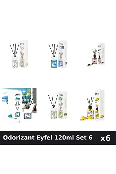 Eyfel Set 6 Odorizante Camera Betisoare 120ml - Bumbac, Cool Water, Vanilie, ...