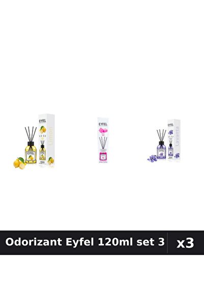 Eyfel Set 3 Odorizant Camera Betisoare 120ml - Lămâie, Bubble Gum, Lavandă