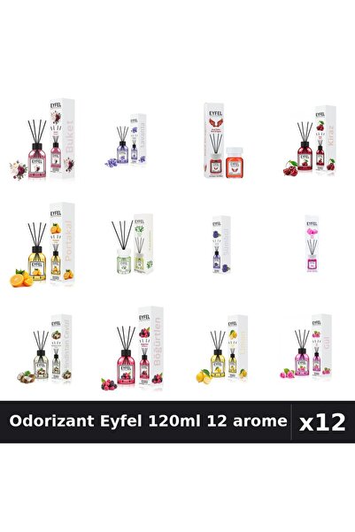 Eyfel Set 12 Odorizant Camera Betisoare 120ml - 12 Arome Asortate, Parfum Intens