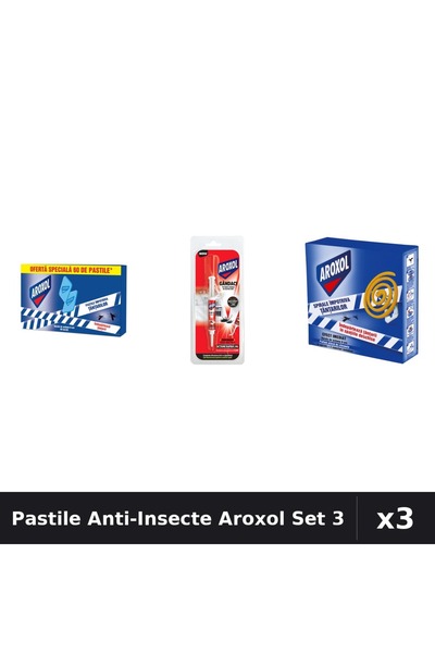 Aroxol Set 3 Pastile Anti-Insecte - 60 buc, 5g, 10 buc - Protectie Casa Efici...