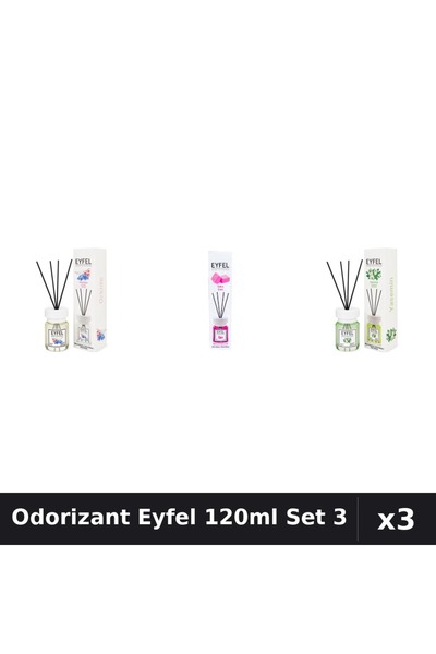 Eyfel Set 3 Odorizant Camera Betisoare 120ml - Orhidee, Bubble Gum, Iasomie