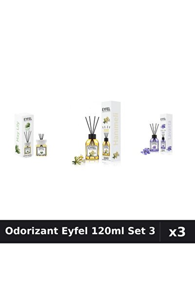Eyfel Set 3 Odorizant Camera Betisoare 120ml - Lacramioare, Lavanda, Mana Maicii