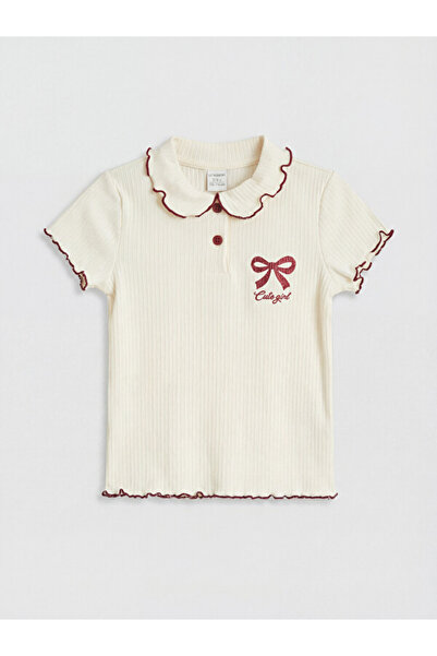 LC Waikiki Rmz Gi̇yi̇m Farkiyla Baby Roba Collar Printed Girl's T-Shirt