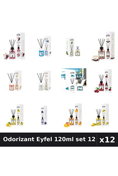 Eyfel Set 12 Odorizant Camera Betisoare 120ml - 12 Arome Asortate, Parfum Intens