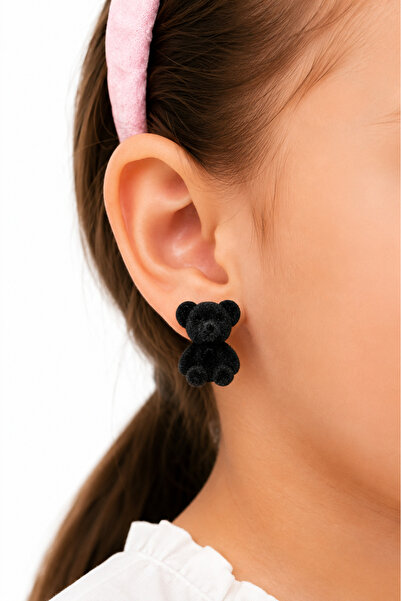 MakeWell Pink Plush Teddy Bear Earrings Soft Textured Women's Earrings with C...