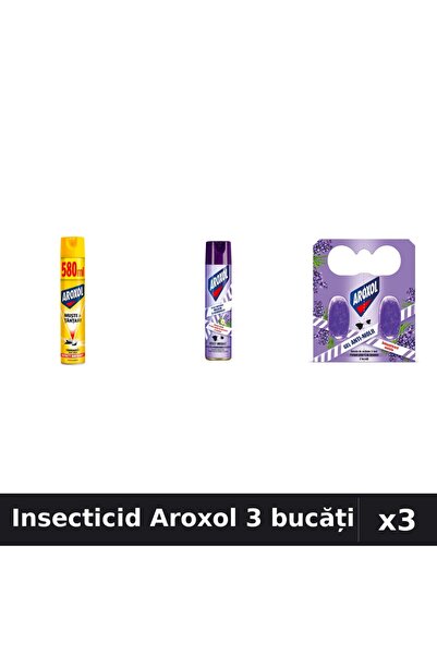 Aroxol Set 3 Spray Insecticid 580ml, 250ml - Pastile Anti-Insecte - Protecție...