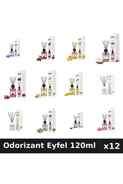 Eyfel Set 12 Odorizante Camera Betisoare 120ml - 12 Arome Asortate Parfum