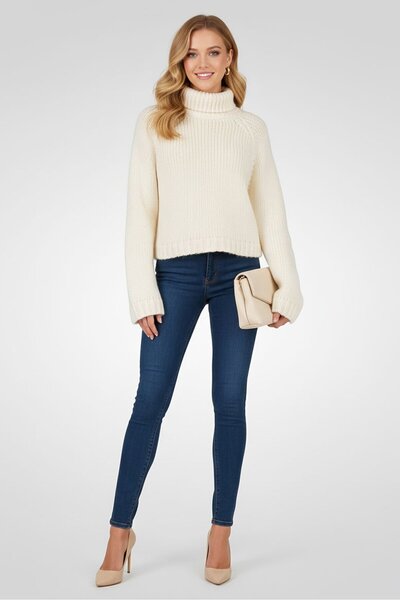 Maje Women Solid Cable Knit Sweater, Off White