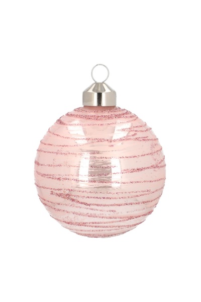 Party Zone Glass Bauble Designer W/ Gold Glitter P
