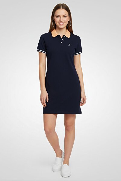 Nautica Women Embroidered Logo Polo Dress, Dark Navy