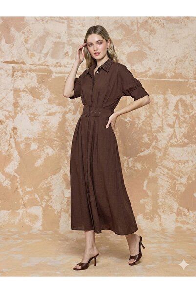centilmen Unique Dress with Embroidery Detail on the Collar 263014