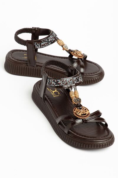 Hayalimdeki Ayakkabı Ceyla Women's Brown Buckle Comfortable Sole Daily Sandals