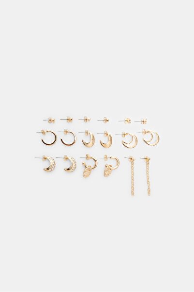 Stradivarius 9'lu emaye zincir küpe seti