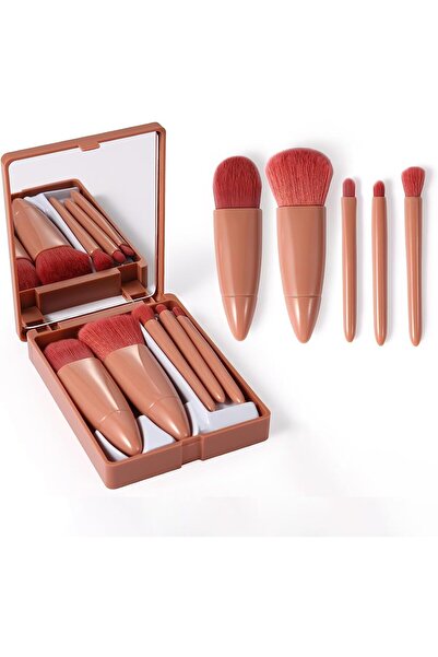 Arabest 5-Piece Travel Makeup Brush Set,Eyeshadow,Powder,Lip,Blush Brushes,wi...