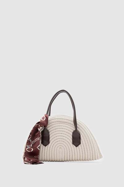 Shule Bags Sunset Scarf Straw Handbag and Crossbody Bag Cream