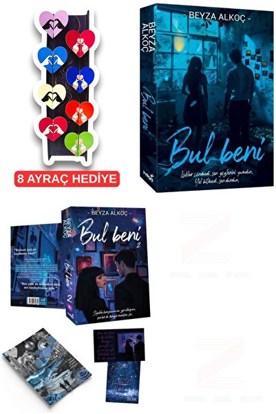 İndigo Kitap Beyza Alkoç-Bul Beni 1-2 Cardboard Covers-8 Special Design Heart...