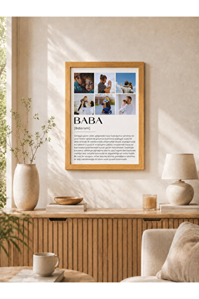 fuart.co Babalara Özel Kişiye Özel 6 Fotoğraflı Babalar Günü Çerçeveli Tablo,...