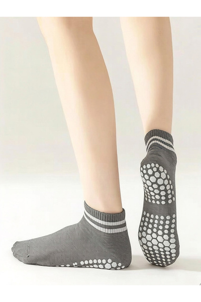 Styli Dual Stripe Ankle Length Silicon Pad Yoga Socks