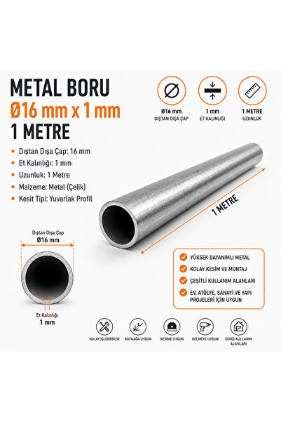 Home 16 mm Metal Boru 1 mm Et Kalınlığı 1 Metre Çelik Boru Yuvarlak Profil Boru