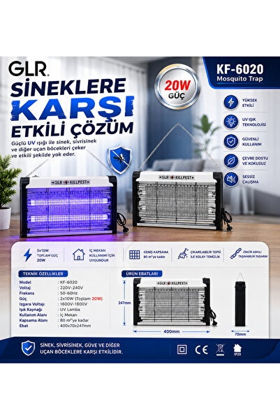 alpotekno GLR KF-6020 Elektrikli Sinek Öldürücü 20W UV Lambalı Sivrisinek ve ...