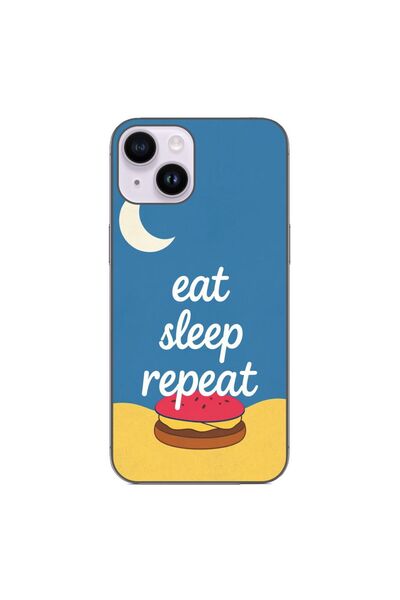 OEM Θήκη συμβατή με Apple iPhone 14 από σιλικόνη gel TPU με σχέδιο Eat Sleep ...