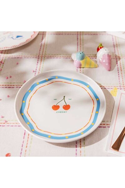 Evidea Kitchen Cherry Tatlı Tabağı - Renkli - 19 cm
