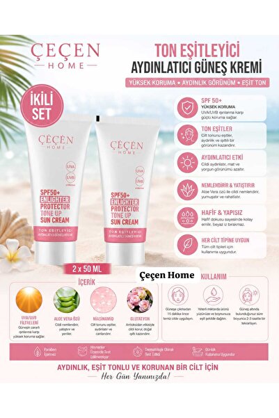 ÇEÇEN HOME (2 Pieces) 50 Factor Tone Equalizing Sunscreen with High Protectio...