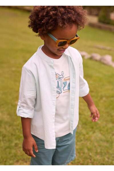 MAYORAL Boy's Judge Collar Long Sleeve Shirt Green
