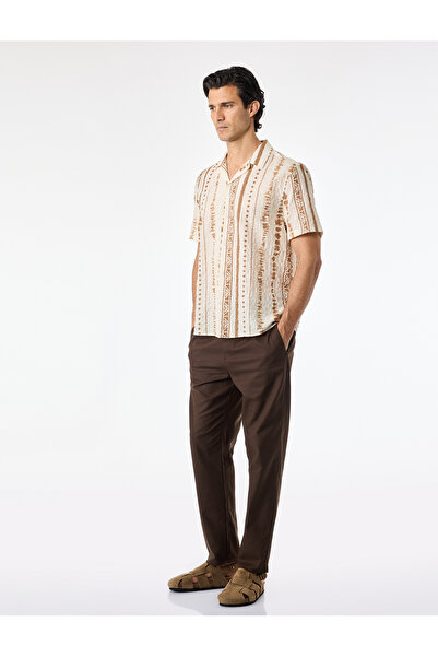 Koton Regular Fit Cotton Turn-Down Collar Short Sleeve Buttoned Patterned Shirt