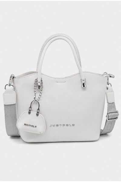 Just Polo Alessia Charmlı Medium Size Soft Leather Look Large Volume Gray Wom...