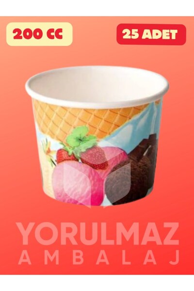 yorulmaz ambalaj 🍨 200 CC Karton Dondurma Kabı 25 Adet – Pratik ve Şık Sunum