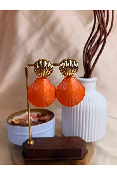 ANKA JEWELLRY Steel Women's Earrings Gold Color Orange Hanging Earrings with ...