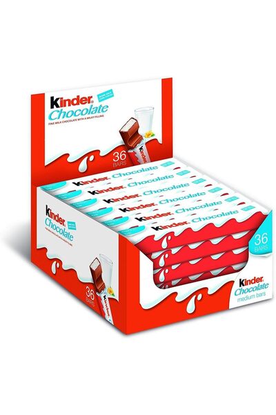 Kinder ألواح شوكولاتة بالك ماكسي بالحليب مع حشوة الكريمة - (عبوة من 36 قطعة)