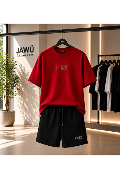 JAWÜ STYLE RİCH-RİSK Set de tricou și pantaloni scurți supradimensionați cu i...