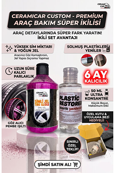 Ceramicar Custom Premium Araç Bakım İkilisi: 6 Ay Kalıcı Plastik Yenileyici &...