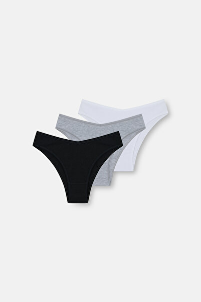 SUWEN 3'lü Pamuklu Brazilian Slip Külot