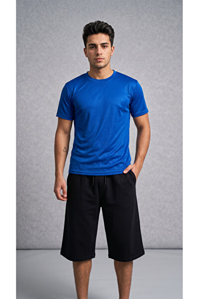 BETES Tricou flexibil pentru bărbați, albastru, din țesătură tip fagure, care...