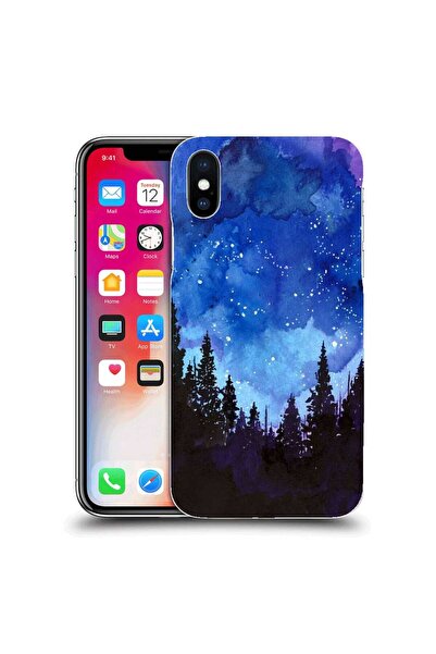 OEM Husa compatibila cu Apple iPhone X Silicon Gel Tpu Model Night Forest
