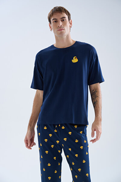 Syah Erkek Pamuklu Kısa Kollu Pijama Üstü