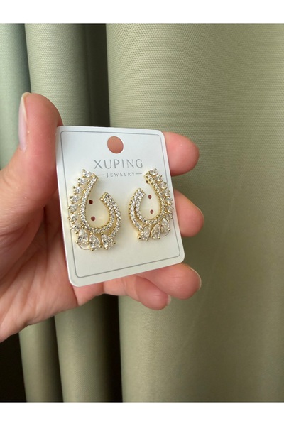 XUPING JEWELRY أقراط تيولا تاكي / مجوهرات شوبينغ بتفاصيل حجر الزركون