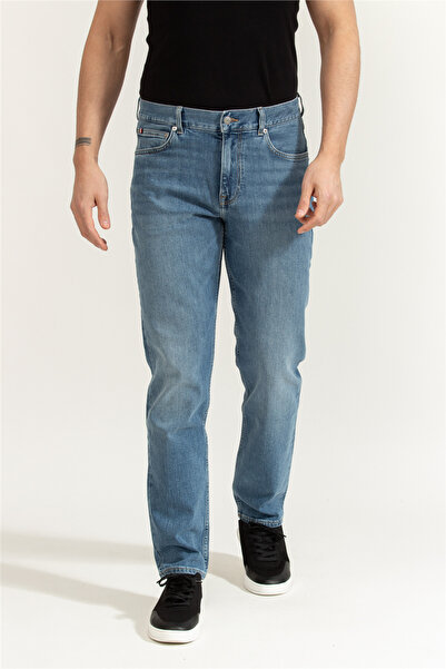 Tommy Hilfiger Ίσιο ανδρικό τζιν παντελόνι Denton Str Whily Blue, Ιντιγκομπλέ