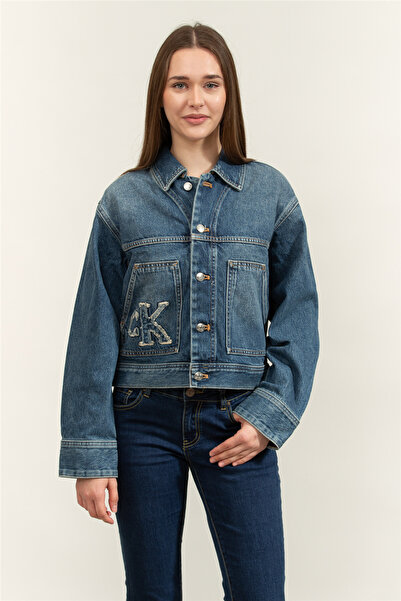 Calvin Klein Workwear Jacket CK Sanded Blue Kadın Kot Mont Mavi