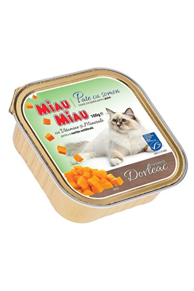 MIAU MIAU Wet Cat Food Adult, Pate, Salmon with Pumpkin Topping, 100g