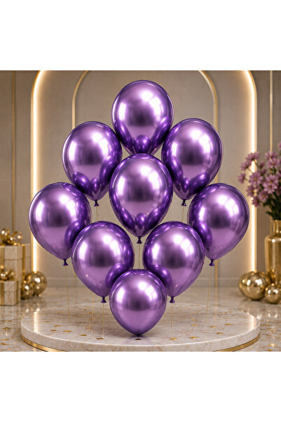 BeySüS Purple Color Latex Chrome Balloon (30 cm) - 50 Pieces