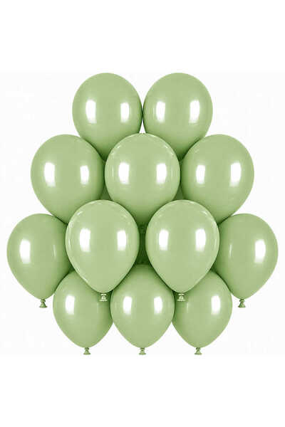 BeySüS Green Color Latex Macaron Balloon (30 cm) - 12 Pieces