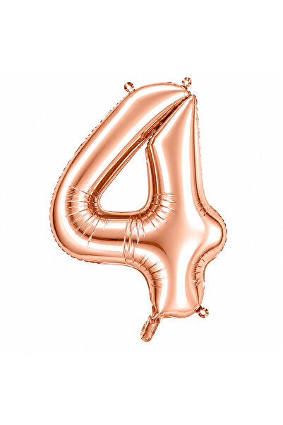 BeySüS 4 Number Foil Balloons in Rose Gold Color (76 cm)