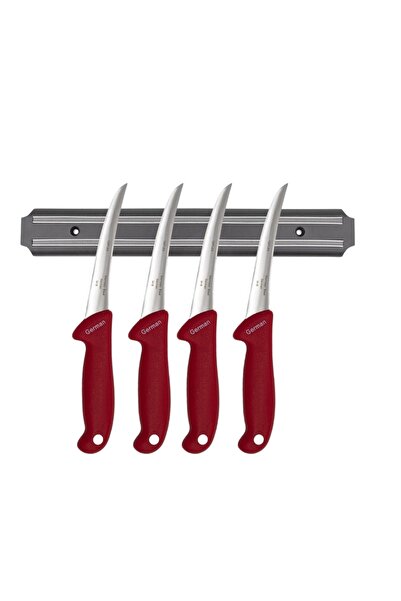 KAVI ONE Set 4 cutite dezosare GS-Rosu si un suport magnetic